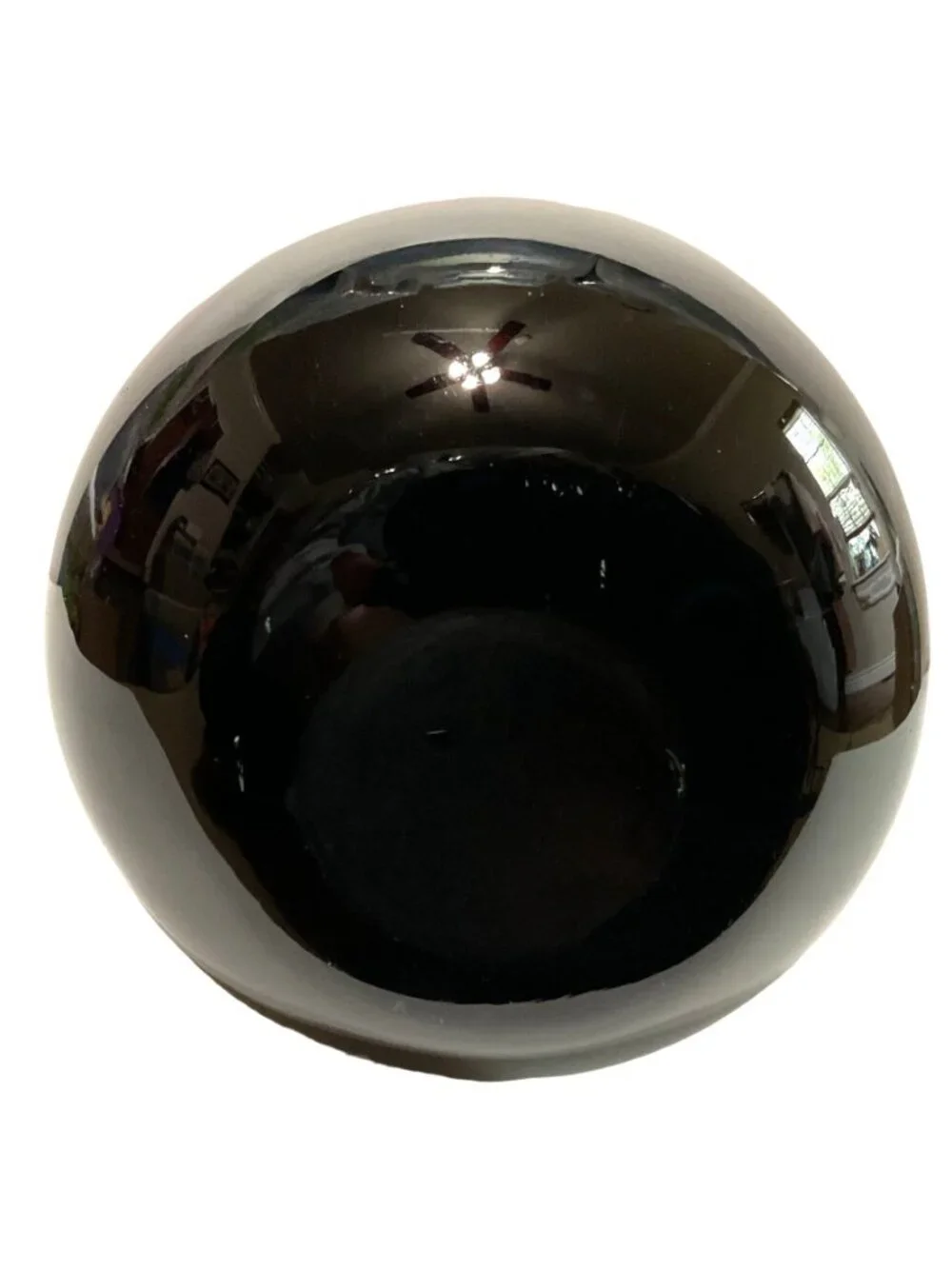 Murano Art Glass Black Cased Glass Vase Hand Blown White Circles Polished 13